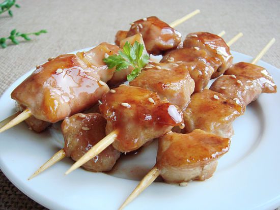 Chinese healthy food Yakitori  Chicken skewers Chinese healthy food Yakitori  Chicken skewers