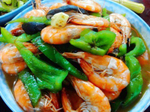 Chinese healthy food fried shrimp pepper Chinese healthy food fried shrimp pepper